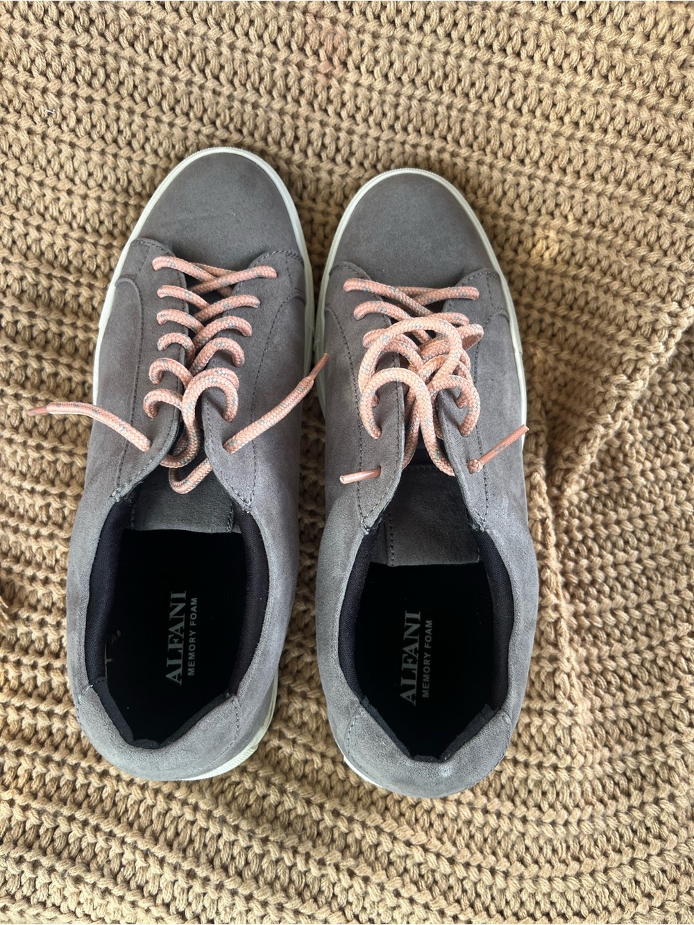 Alfani Gray Suede Sneakers with Pink Laces